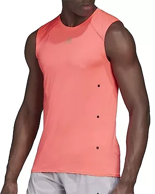 Men's Adidas Vest Tank Sleeveless T-Shirt Top - Running Fitness Gym - Orange • £17.99