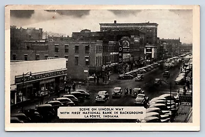 Vintage Postcard La Porte Indiana Lincoln Way Business District Old Cars F3 • $15.99