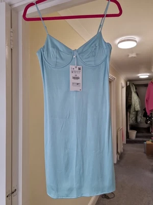 £9.99 • Buy Zara Corset Bodycon Dress Baby Blue M Nwt