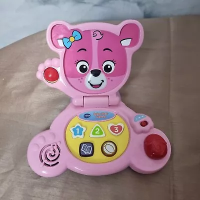 Vtech Pink Baby Bear Laptop Learning Computer Toy Fwo Sounds Numbers Lights • £7