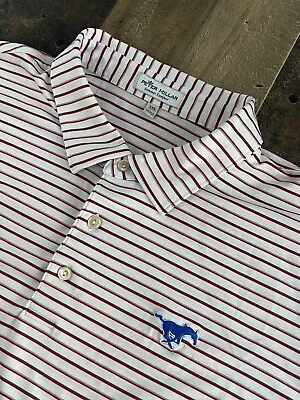 Peter Millar Summer Comfort Golf Polo Shirt Men’s 2XL White Red Striped Mustang • $28.95