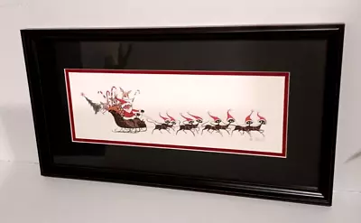 P Buckley Moss A Purrfect Ride Christmas Cat Sleigh Print LE 500 Signed Framed • $199.99