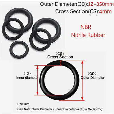 12mm-350mm OD Metric Nitrile Rubber O Ring Oring Oil Seals 4mm Cross Section • $17.90