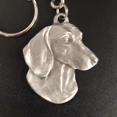 Solid Fine Pewter Dachshund Dog Puppy Paw Silver Metal Keychain E • $6.95