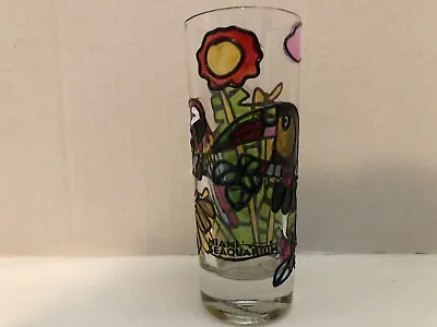 Miami Seaquarium Shot Glass Tall Margarita Style Stained Glass Tropical Birds • $6.99