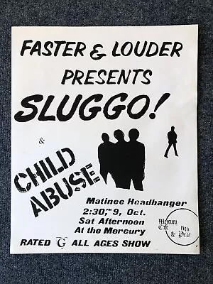 $50 • Buy Vintage Mercury Cafe Denver Concert Poster Flyer Sluggo & Child Abuse Punk Rock