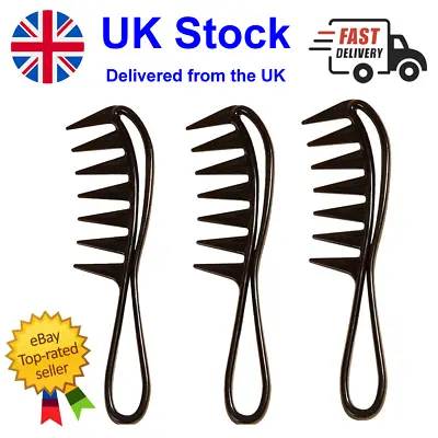 Barber Wide Shark Toothed Rake Hollow Comb-Thick & Afro Hairdressing Hairstyling • £2.69