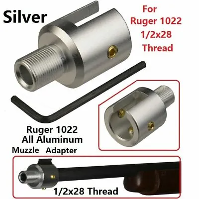 Aluminum Silver Ruger 10 22 1022 10/22 Thread Muzzle Adapter 1/2 X28 Thread • $12.99