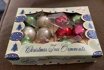 Lot VTG Shiny Brite 35mm Glass Feather Tree BALL Mini Christmas Ornament Set • $18