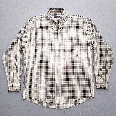 Burberry London Button Up Shirt Large Nova Plaid Check Vintage USA Mens • $79.99