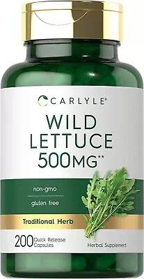 Wild Lettuce Extract 500Mg | 200 Capsules | Non-Gmo Gluten Free Supplement | By • $149.99