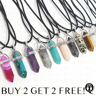 £3.99 • Buy Natural Quartz Chakra Crystal Healing Point Cut Gemstone Pendant Reiki Necklace