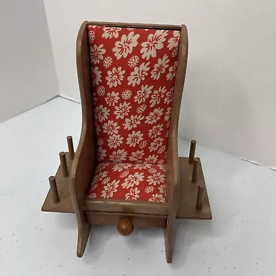 Vintage Sewing Rocking Chair Upholstered Pin Cushion And Notions Holder Plastic • $14.45