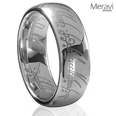 Lord Of The Elvish Rings Silver Tungsten Promise One Ring Mens Comfort Fit Band • $13.56