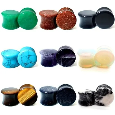 3mm - 30mm Stone Ear Plug Semi Precious Stretcher Tunnel Taper Saddle Tiger Eye • £3.29