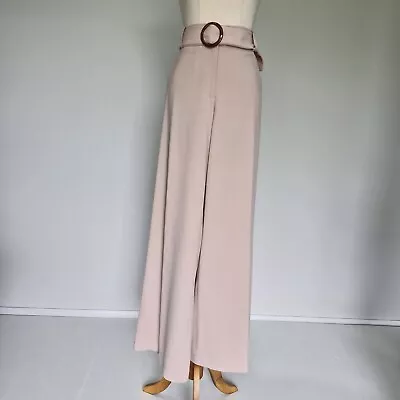 Review Blush Pink High Rise Wide Leg Dress Pants With Belt Size 16 • $69
