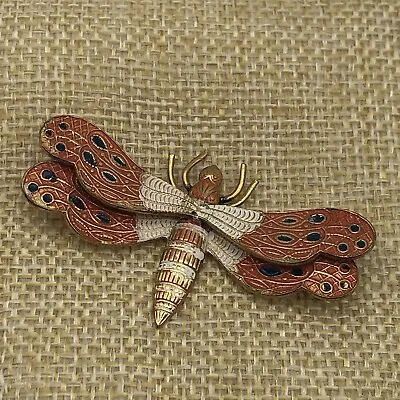 Vintage Spain Damascene Dragonfly Brooch Pin  • $11.24