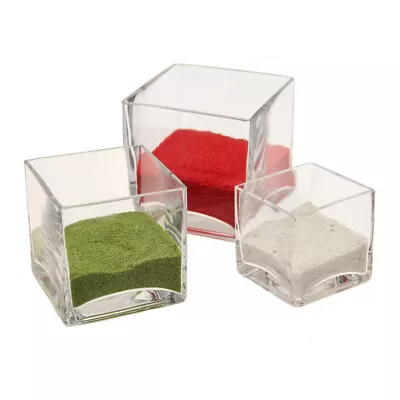 £7.50 • Buy 8cm Clear Glass Cube Vase Square Vase Flower Vase Home Decor Wedding Centerpeice