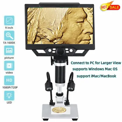 9'' Digital Microscope 1600X Magnification 1080p Video Camera Coin Microscope • $109