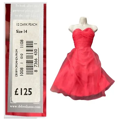 Retro 50s Dress Size 14 By Debut NWT Chiffon Sweetheart Bodice Formal Pink Puff • £40