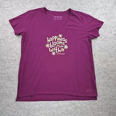 Life Is Good Shirt Womens Extra Large Purple Short Sleeve Crusher Lite Happy Top • £23.73