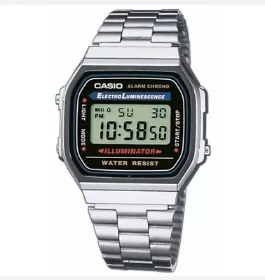 £14.99 • Buy CASIO Retro Classic Unisex Digital Steel Bracelet Watch- A168WA-1YES Silver NEW