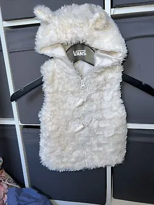 Baby Girls George Fur Cream Gilet With Zip Age 12-18 • £3