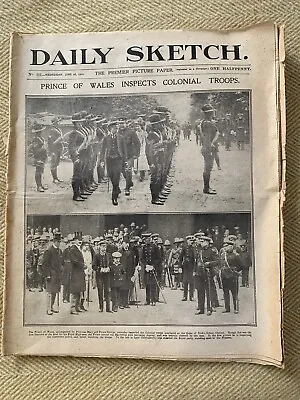 Daily Sketch Newspaper June 28th 1911 Prince Of Wales News Advertising • £3.99