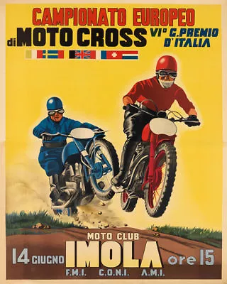 European Motocross Motorcycle Imola Italy Vintage Poster Repo FREE SH • $22.15