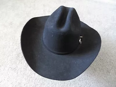 JUSTIN COWBOY Hat XXX AUTHENTIC WESTERN HEADWEAR Milano Co 59cm 7 3/8 Black Wool • $35.99