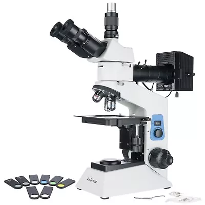 AmScope ME580T 50X-500X Trinocular Polarized-light Metallurgical Microscope • $940.99