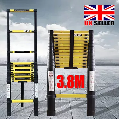£75.99 • Buy 3.8M Heavy Duty Multi-Purpose Aluminium Telescopic Loft Steps Ladder Extendable