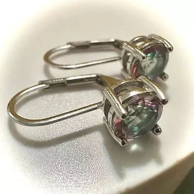 Mystic Topaz Earrings In Sterling Silver Plated 6MM Leverback Opal Earrings • $20.99