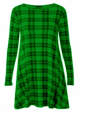 Women Long Sleeve Print Swing Dress Flared A Line Skater Dress Top Size 8-26 • £7.64