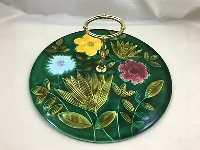 Vintage French Majolica Sarreguemines Cheese Board Plate Dish With Handle Tray • $49.95