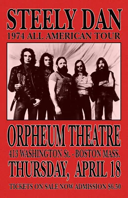 $13.99 • Buy Steely Dan Replica 1974 Concert Poster