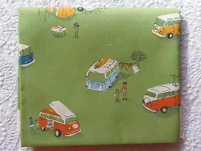 RARE OOP Heather Ross Spoonflower GREEN VW CAMPER VANS Exclusive Designer Cotton • $17.95