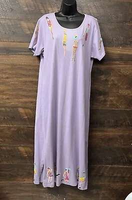 Michael Simon Lite Embroidered Dress Maxi Purple Ladies Fashion  Vintage Read • $39