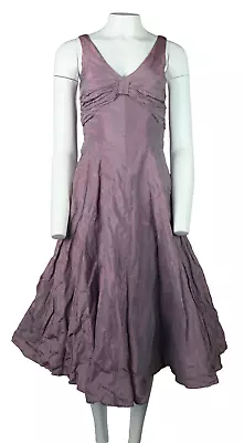 Vtg $650 Nicole Miller USA 0 XXS Purple Haze Crinkled Taffeta Midi Party Dress • $149.99
