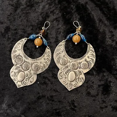 Tribal Ethnic Moroccan Earrings Vintage Handmade 90mmLong 60mm Wide • $35.36