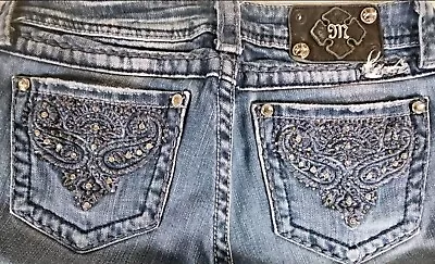 Miss Me Boot 27 Women's Distressed ~ Faded Fringed Holes Blue Jeans • $19.99