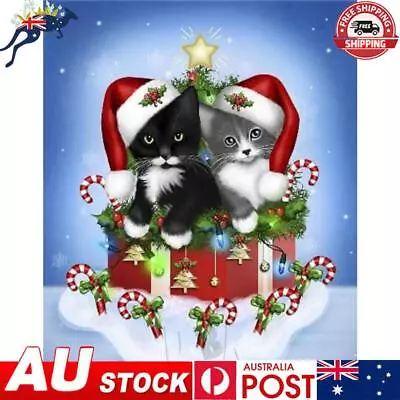 5D DIY Diamond Painting Kits Christmas Cat Full Square Drill Picture (40X50cm) • $12.10