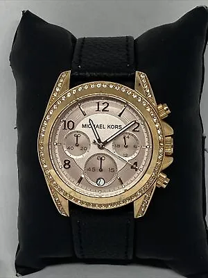 Michael Kors Blair MK5493 Women's Black Leather Analog Dial Quartz Watch JK409 • $59.99