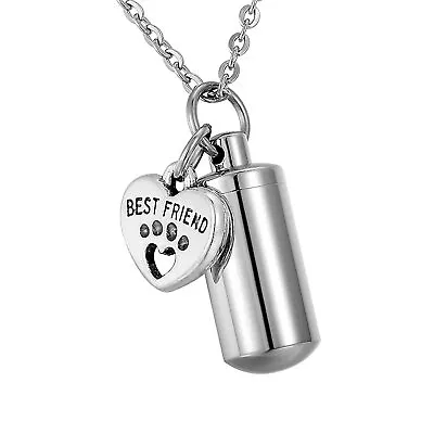 Cremation Jewelry For Ashes Pet Dog Paw Cylinder Memorial Urn Necklace Keepsake • $7.90