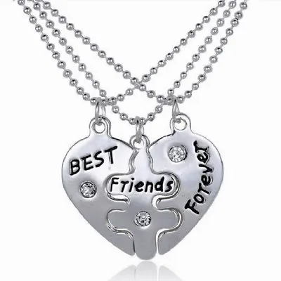 Unisex 3 Best Friends Forever Three Part Friendship BFF Necklace  • $9.94