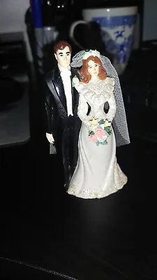 £14.87 • Buy Vintage Wedding Cake Topper Figures Bride Groom Plastic Painted 4.75 