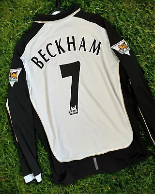 Beckham #7 Manchester United 2001/02 Long Sleeve Reversible Away Third Jersey M • $79