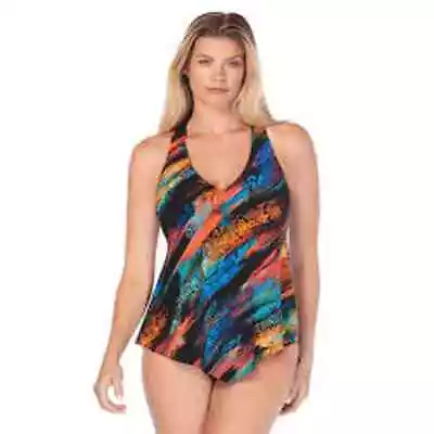Magicsuit Multicolor Printed V-Neck Racerback Viper Taylor Tankini Top Size 12  • $31.50
