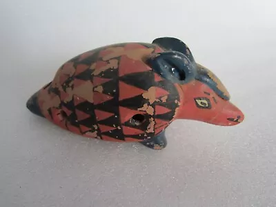 Beautiful Original Antique Hand Painted Armadillo Ocarina Clay Whistle • $14.90