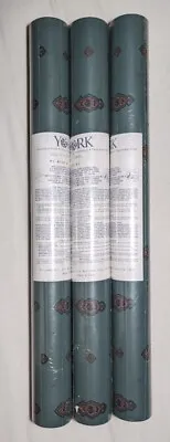 Vintage York Wallpaper - 3 Dbl Rolls - 168 Sq Ft - Vinyl - Dark Acadamia • $34.99